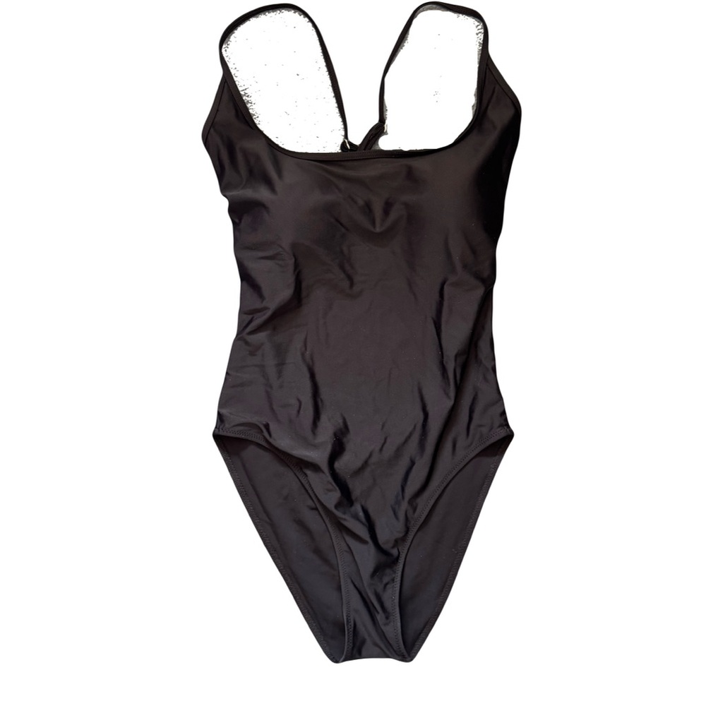 summersalt Classic Black Scoop Neck One-Piece Open Back Swimsuit S